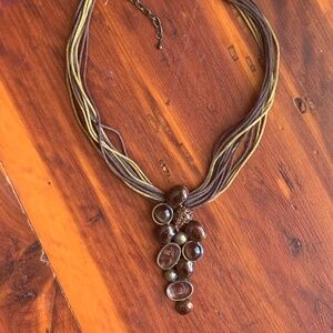 Artisan Made Boho Multistrand Corded Earth Tone Pendant Necklace